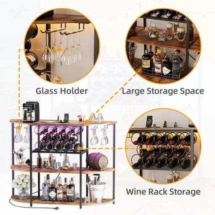 FurnitureZ l   Wine Bar Cabinet with LED Lights for Dining Room