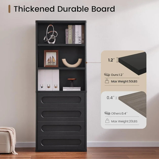 FurnitureZ l 72.1" Tall Bookshelf for Living Room, Bedroom, Home Office