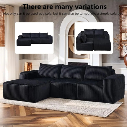 FurnitureZ l  101" L-Shaped Modular Sectional Sofa for Living Room