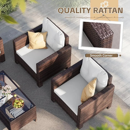 FurnitureZ l  4 Pieces Patio Furniture Sofa Sets  for Outdoor