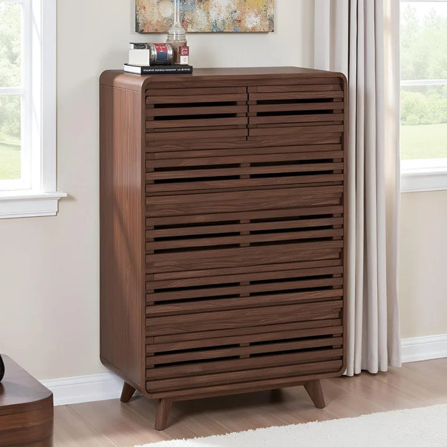 FurnitureZ l Walnut Tall Dresser for Bedroom, Dressing Room
