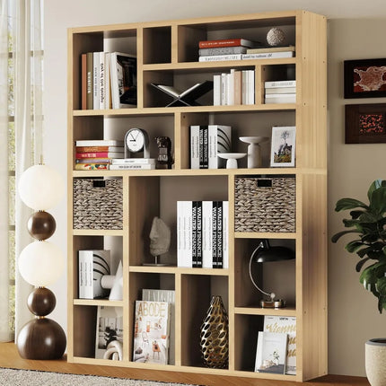 FurnitureZ l  71" Tall Wooden Bookcase for Living Room, Bedroom, Home Office