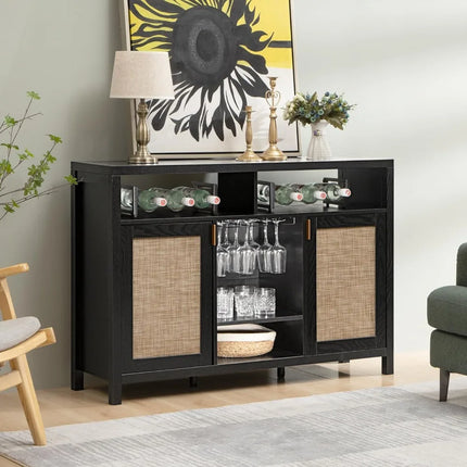 FurnitureZ l 51" Rattan Coffee Bar Cabine for Dining Room