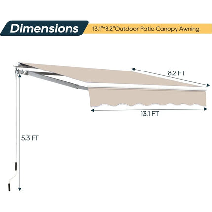 FurnitureZ l  13.1'x8.2' Patio Awning for Outdoor