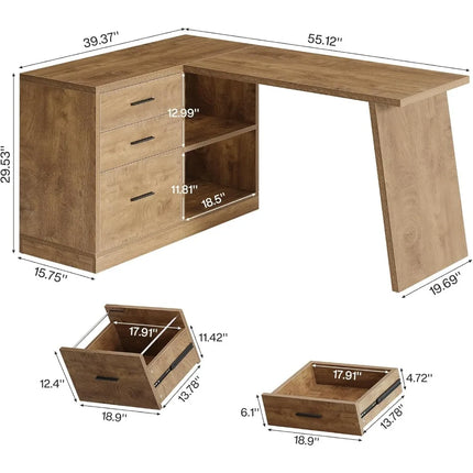 FurnitureZ l  55" L Shaped Computer Desk for Home Office