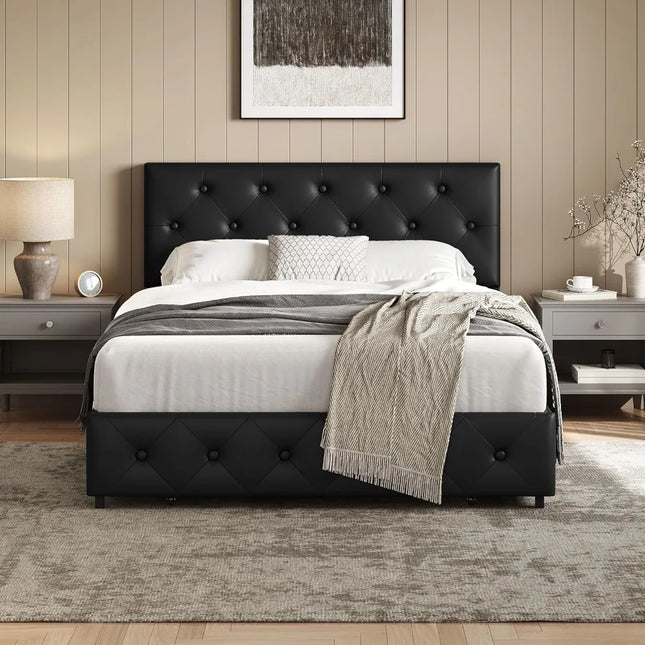 FurnitureZ l  Queen Platform Bed Frame for Bedroom
