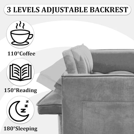 FurnitureZ l  55" 3 in 1 Pull Out Convertible Sofa Bed for Bedroom