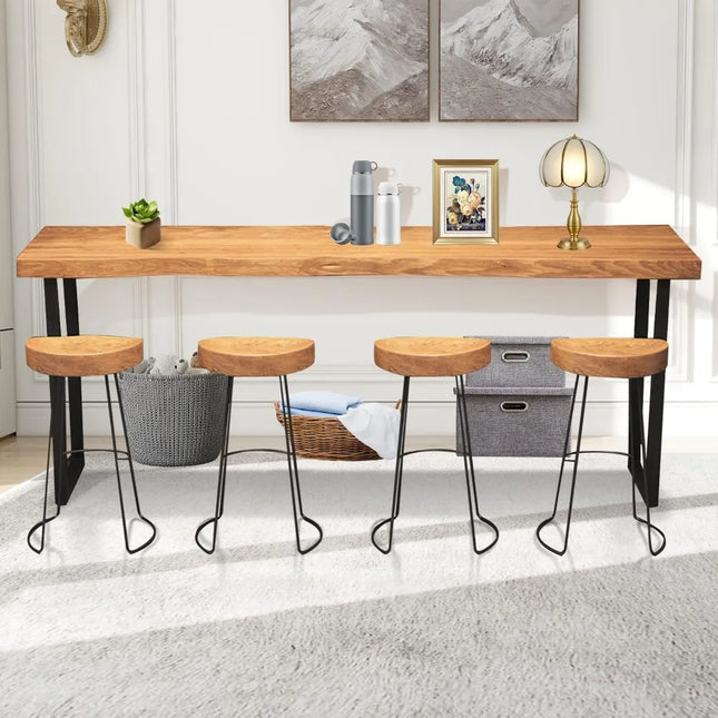 FurnitureZ l  Narrow Console Table, Solid Wood Bar Height Table