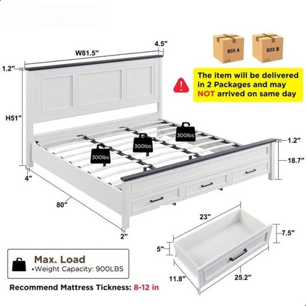 FurnitureZ l  Bed Frame with 52" Tall Full-Panel Headboard for Bedroom