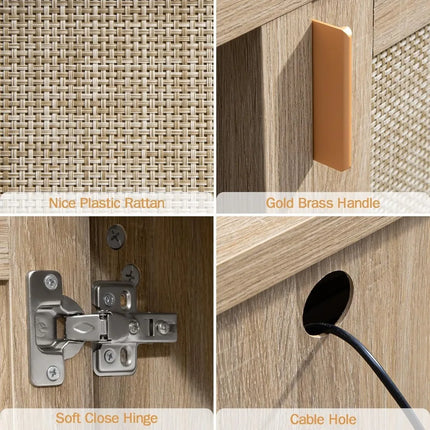 FurnitureZ l  59" Rattan TV Stand for Living Room, Bedroom