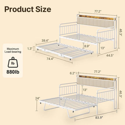 FurnitureZ l  Twin Bed Frame with Upholstered Headboard for Bedroom