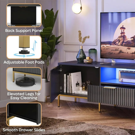 FurnitureZ l  Bestier 70" Fluted TV Stand for Living Room, Bedroom