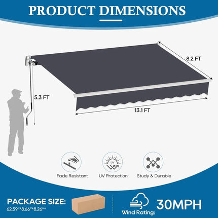 FurnitureZ l  13.1'x8.2' Patio Awning for Outdoor
