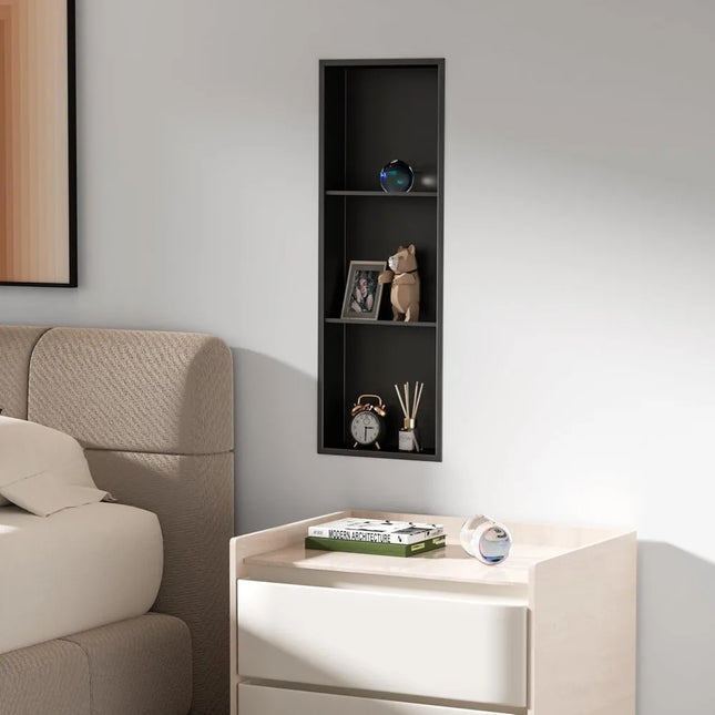 FurnitureZ l  Matte Black Stainless 3-Tier Storage for Living Room, Bathroom