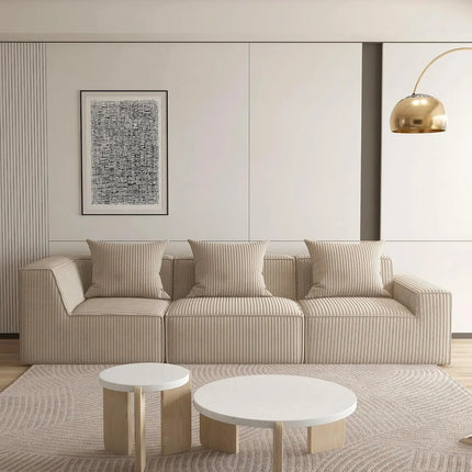 FurnitureZ l  110" Corduroy Compressed Modular Sectional Sofa for Living Room