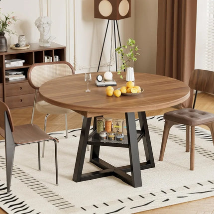 FurnitureZ l 43.3"-59" Extendable Round Dining Table for 4-8 for Dining Room