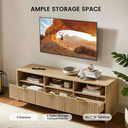 FurnitureZ l  Contemporary Wave-Pattern TV Stand for Living Room, Bedroom