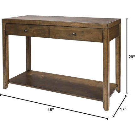 FurnitureZ l  Brown Wooden Sofa Table Antique Style for Bedroom