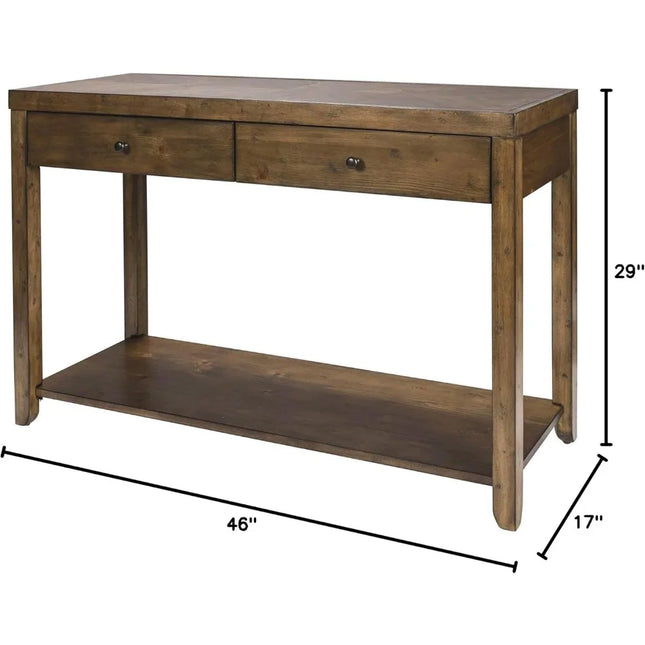 FurnitureZ l  Brown Wooden Sofa Table Antique Style for Bedroom