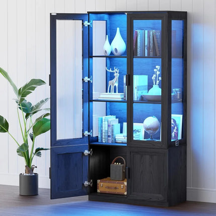 FurnitureZ l  67" Tall Acrylic Door Display Cabinet for Living Room, Dining Room