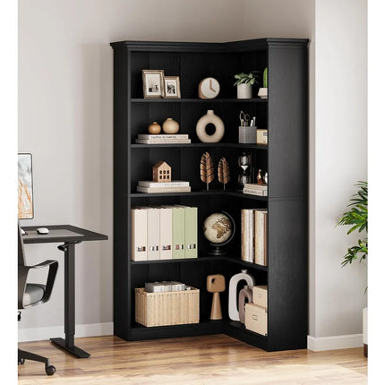 FurnitureZ l  72.8" Corner Bookshelf for Living Room, Bedroom, Home Office