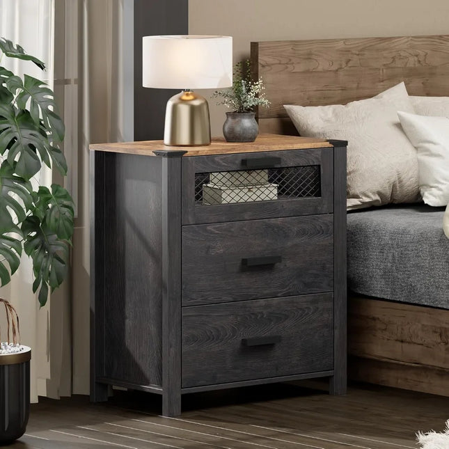FurnitureZ l  Nightstand with Drawers for Bedroom, Living Room