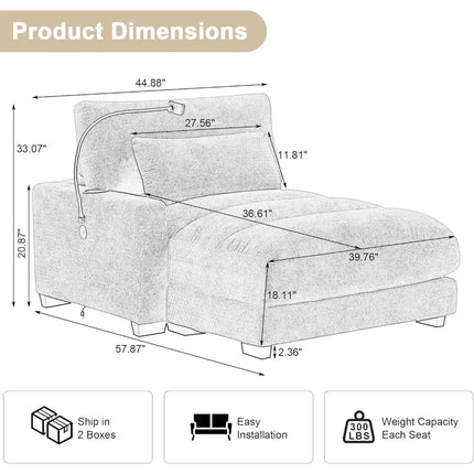 FurnitureZ l  Spacious Indoor Chaise Lounge Sofa for Living Room, Bedroom