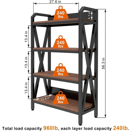 FurnitureZ l  Four-Tier Storage Bakers Rack for Kitchen, Dining Room