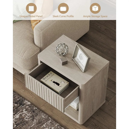 FurnitureZ l  Large Modern Wide Bedside Table for Living Room, Bedroom