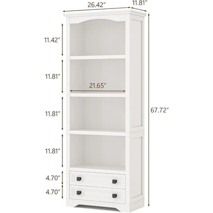 FurnitureZ l  White Bookcase for Living Room, Bedroom, Home Office