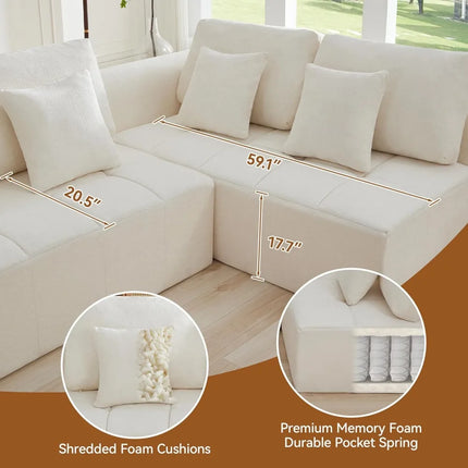 FurnitureZ l  110" Modular Sectional Sofa Couches for Living Room