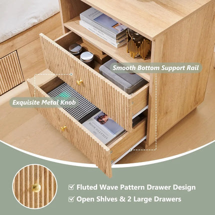 FurnitureZ l  Contemporary 2-Drawer Dresser Table for Living Room, Bedroom