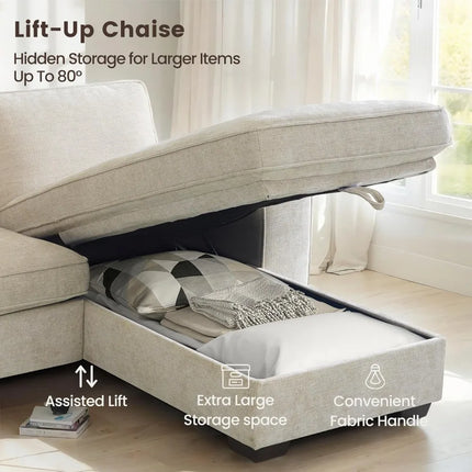 FurnitureZ l  102" Convertible Sectional Sofa Couch for Living Room