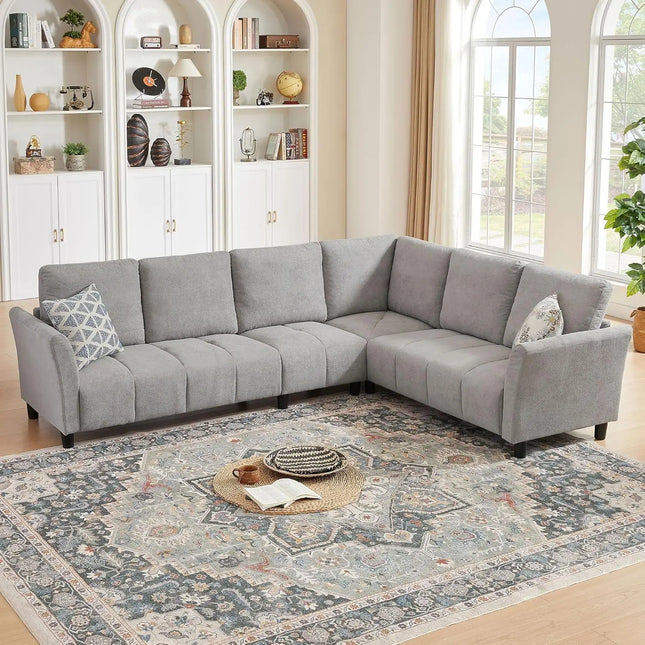 FurnitureZ l  102'' Sectional Sofa with Back Cushions for Living Room