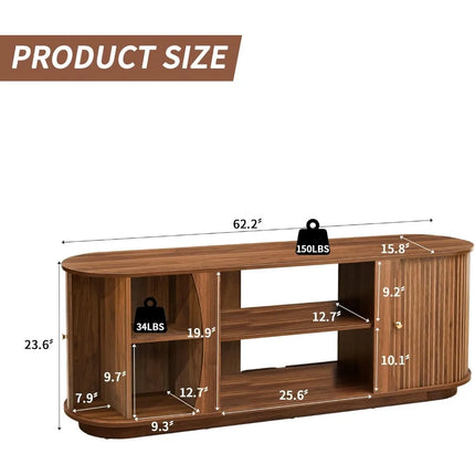 FurnitureZ l  62" Mid-Century Modern TV Stand for Living Room, Bedroom