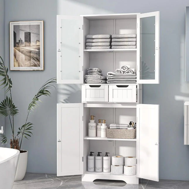 FurnitureZ l  67" Tall Storage Cabinet for Bathroom