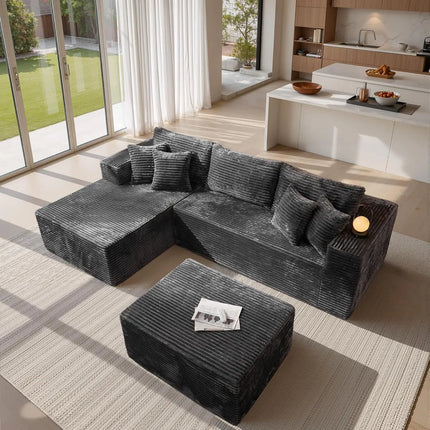 FurnitureZ l  108" L Shaped Modular Sofa Cloud Couch with Left Facing Chaise for Living Room