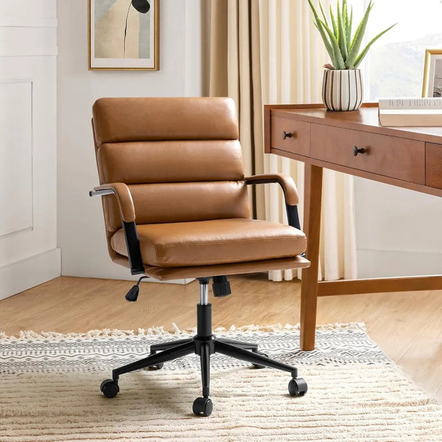 FurnitureZ l Modern Faux Leather Home Office Chair