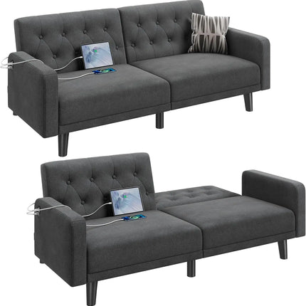 FurnitureZ l  63" Convertible Couch Small Futon Sofa Bed for Living Room