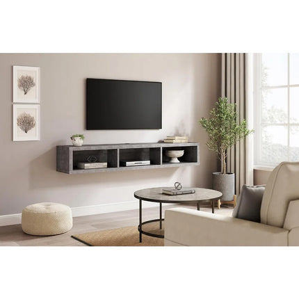 FurnitureZ l  60" Stone Gray Floating TV Stand for Living Room, Bedroom