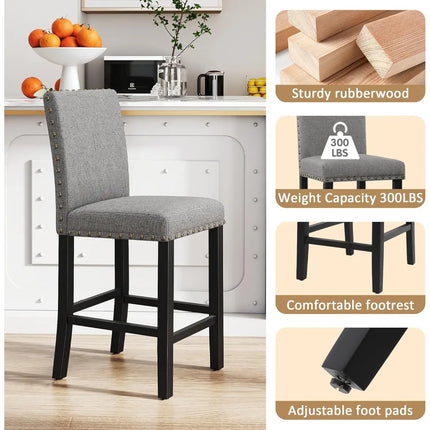 FurnitureZ l  Modern 24" Nail Head Counter Height Bar Stools for Dining Room