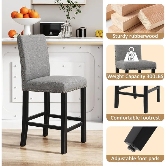 FurnitureZ l  Modern 24" Nail Head Counter Height Bar Stools for Dining Room