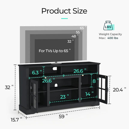FurnitureZ l  Modern Farmhouse Style 65" TV Stand for Living Room