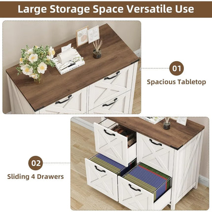 FurnitureZ l  Lateral File Cabinet with 4 Drawers for Home Office