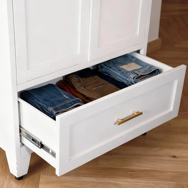 FurnitureZ l  60" Metal Freestanding Arched Door Wardrobe Closet for Bedroom