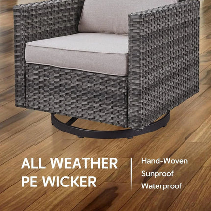 FurnitureZ l Outdoor Swivel Rocker Chairs Set with Coffee Table, Side Table, 3 Seat Sofa