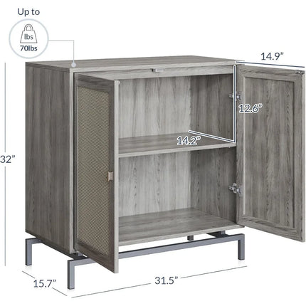 FurnitureZ l  Pair of Rattan-Door Sideboards for Living Room, Dining Room