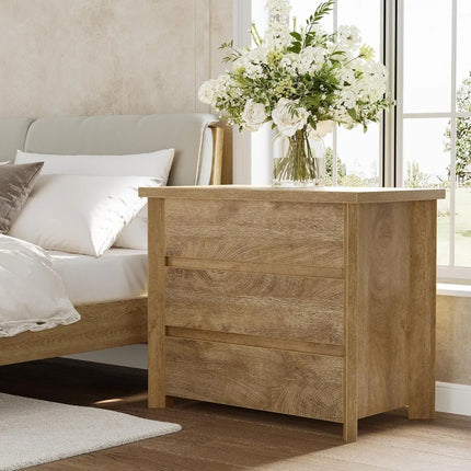 FurnitureZ l  3-Drawer Nightstand for Bedroom