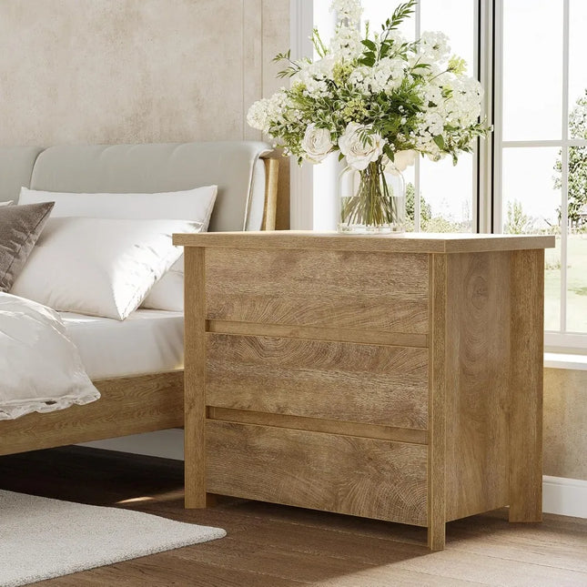 FurnitureZ l  3-Drawer Nightstand for Bedroom