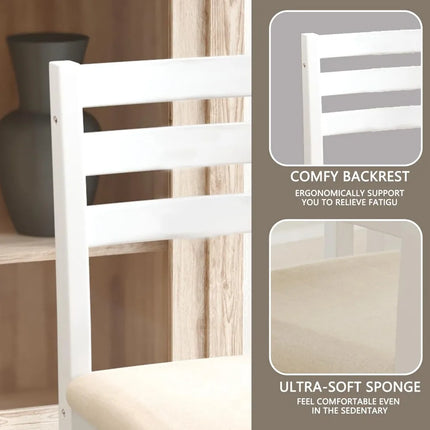 FurnitureZ l  5-Piece Solid Wood Indoor Modern Dining Table Set for 4 for Dining Room